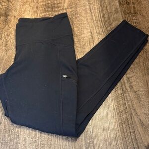 Athleta Black Leggings with Side Zippered  Pockets 26” inseam